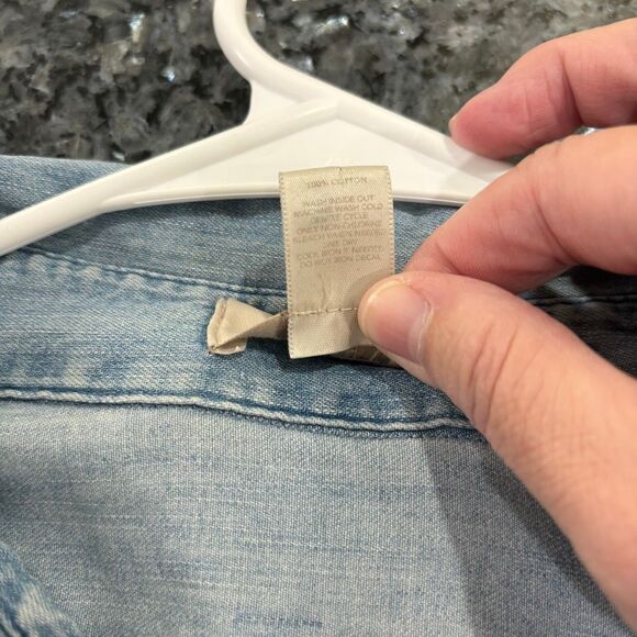 LOFT Embellished Chambray Button Down Shirt Women’s Large - Picture 8 of 9